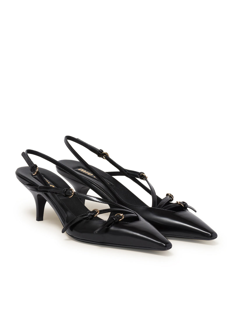 Suitnegozi Décolleté Slingback In Pelle Spazzolata Con Fibbie