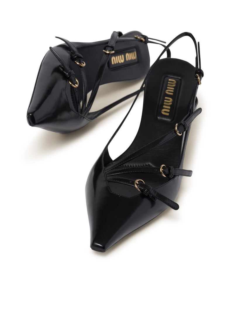 Suitnegozi Décolleté Slingback In Pelle Spazzolata Con Fibbie