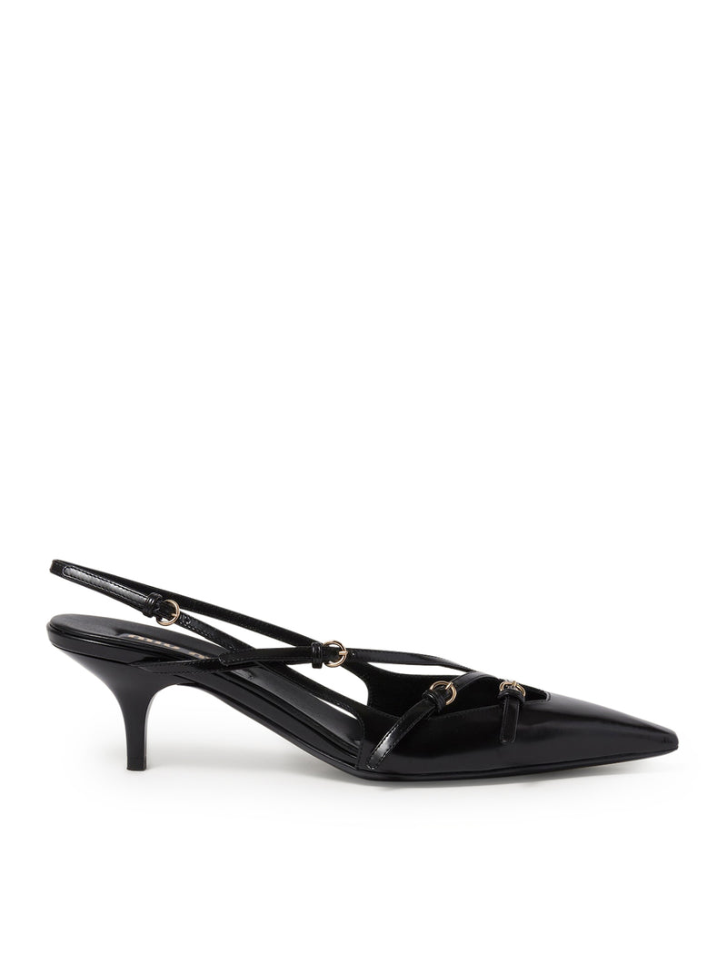 Suitnegozi Décolleté slingback in pelle spazzolata con fibbie