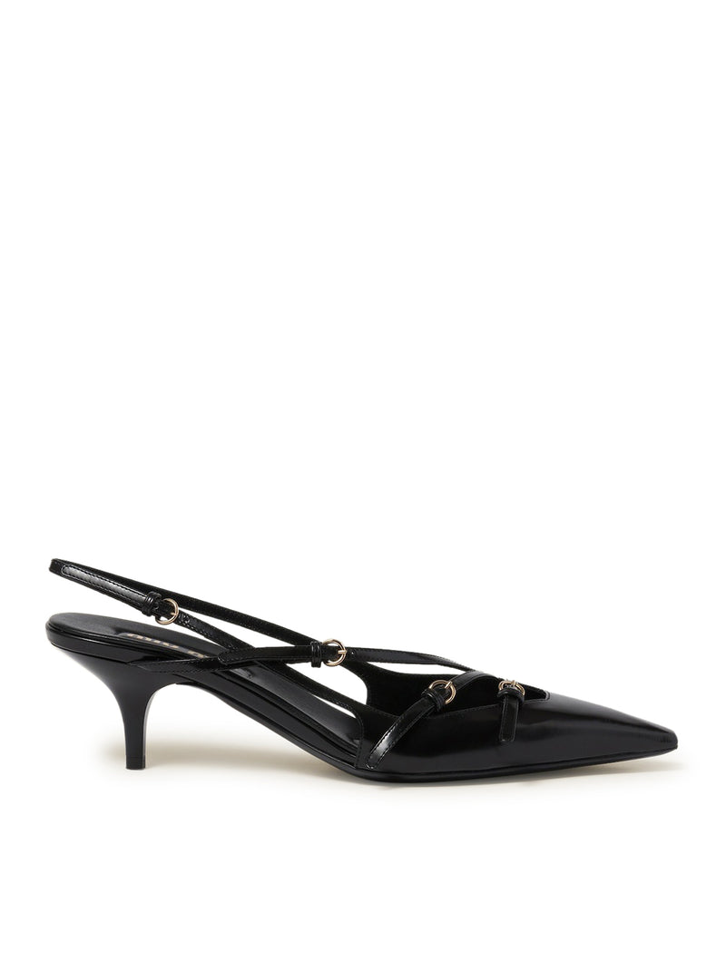Suitnegozi Décolleté slingback in pelle spazzolata con fibbie