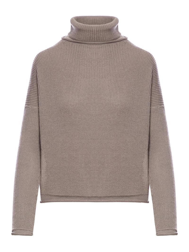 Suitnegozi Dolcevita in costina bicolore di lana e lino