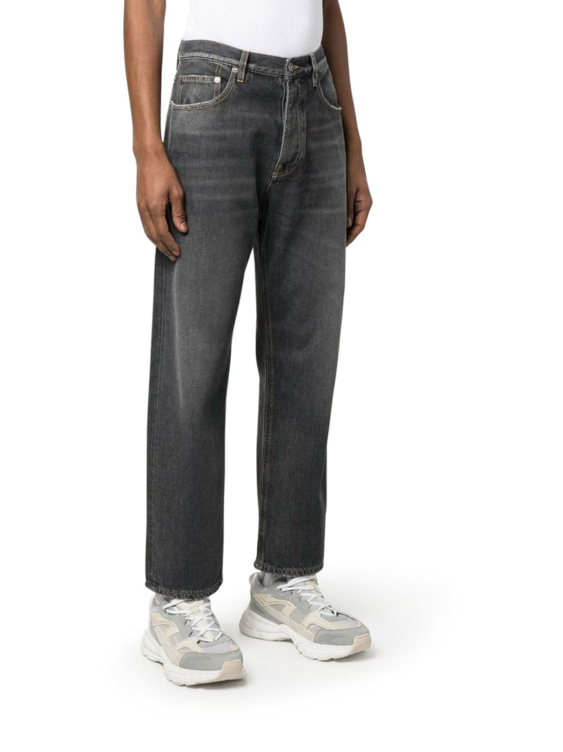 Suitnegozi Jeans Lavati A Gamba Larga Con Toppa Con Logo