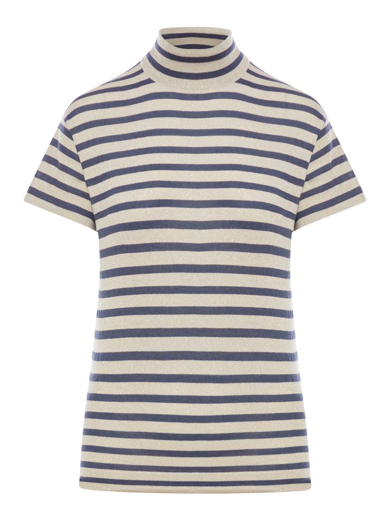 Suitnegozi Maglia collo alto Sparkling Stripe in cashmere e seta