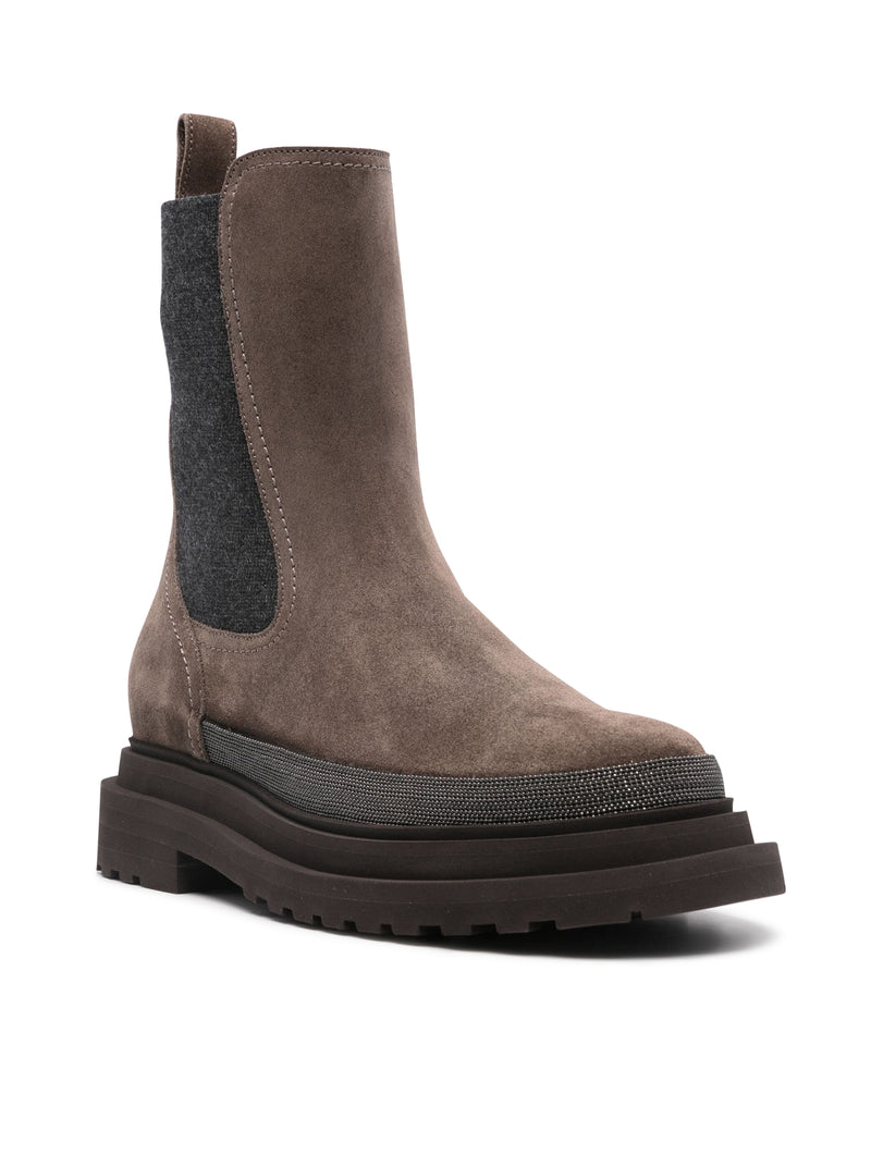 Suitnegozi Stivaletti In Pelle Scamosciata Con Catena Monili