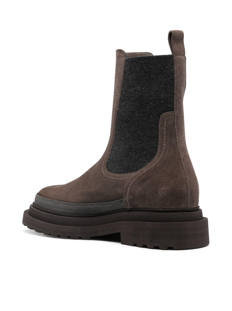 Suitnegozi Stivaletti In Pelle Scamosciata Con Catena Monili