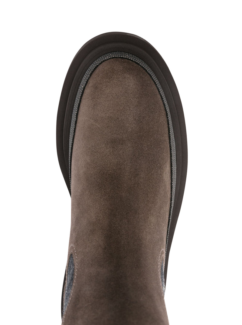 Suitnegozi Stivaletti In Pelle Scamosciata Con Catena Monili