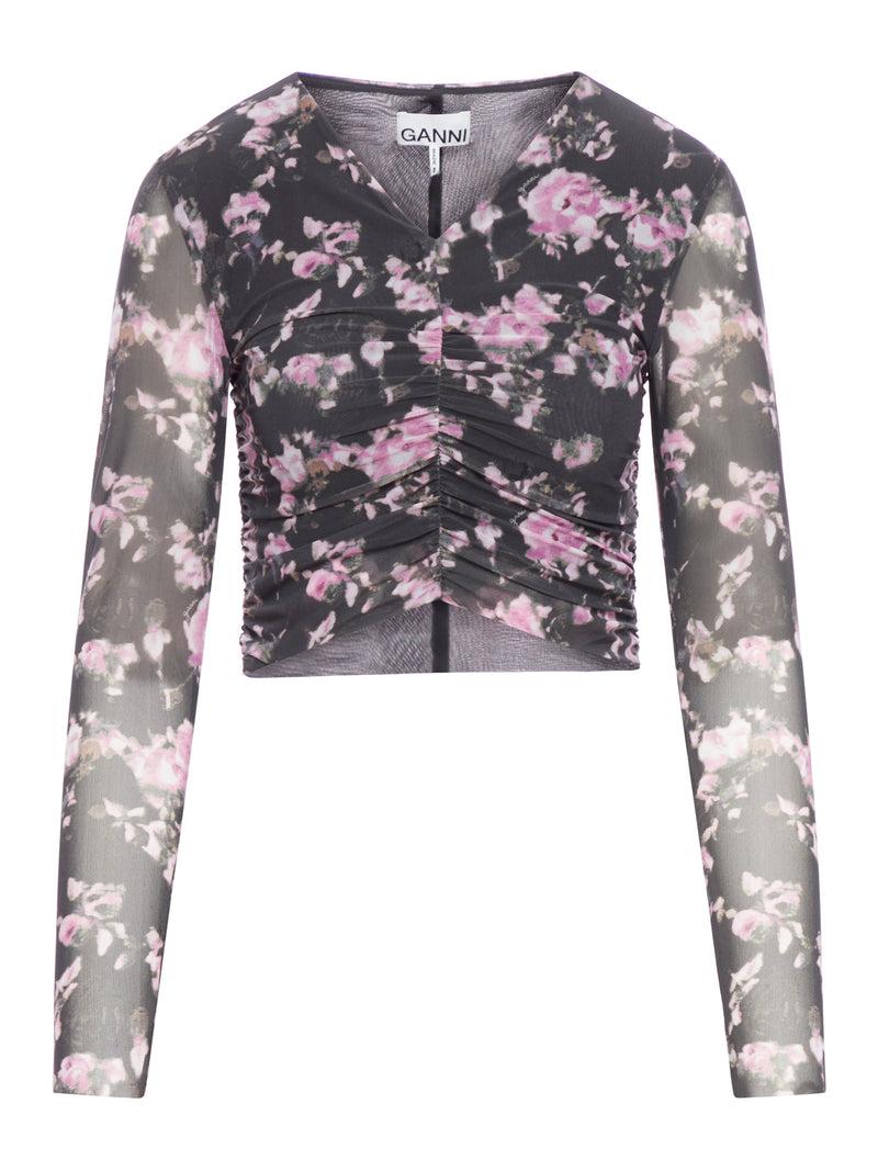 Suitnegozi BLUSA IN RETE STAMPATA CON RUCHES