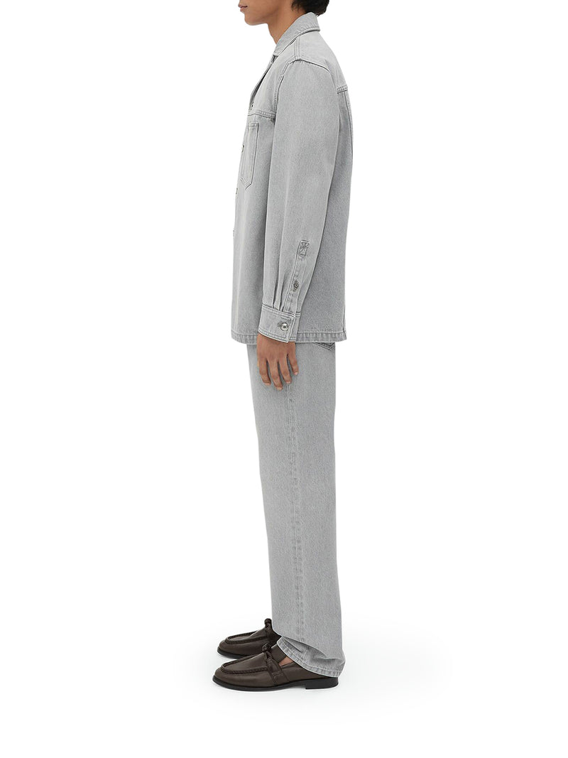 Suitnegozi Camicia In Denim Lavaggio Light Grey