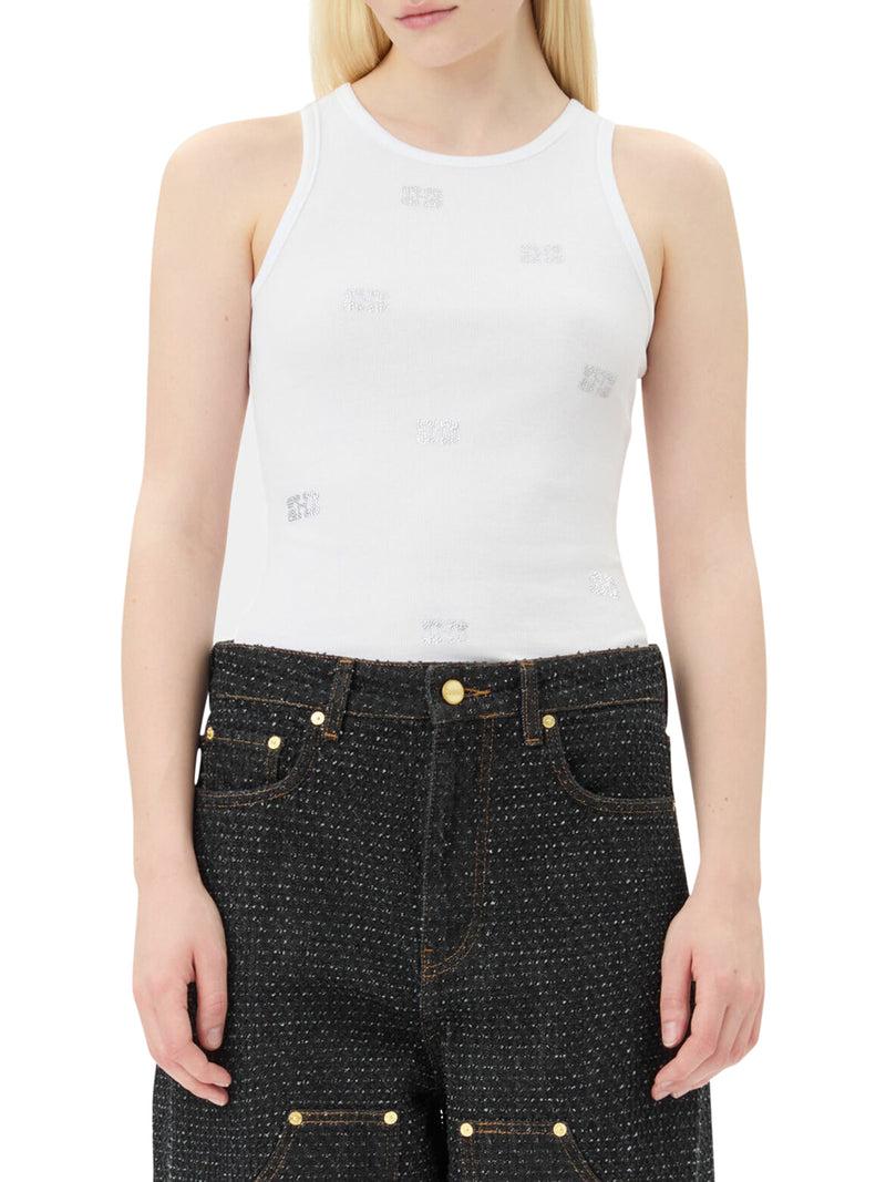 Suitnegozi CANOTTA FARFALLA CON STRASS BIANCO