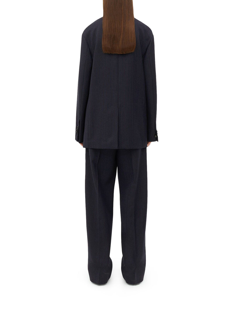 Suitnegozi Giacca Con Cintura In Lana A Righe