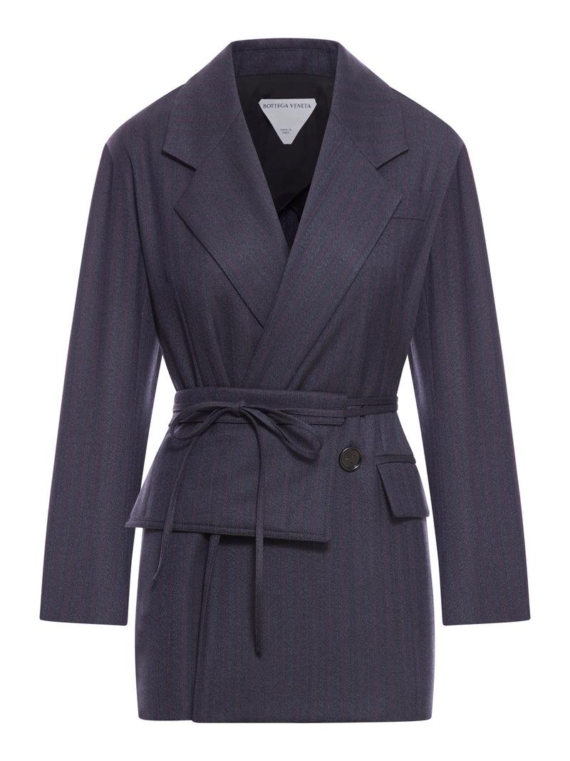 Suitnegozi Giacca con cintura in lana a righe