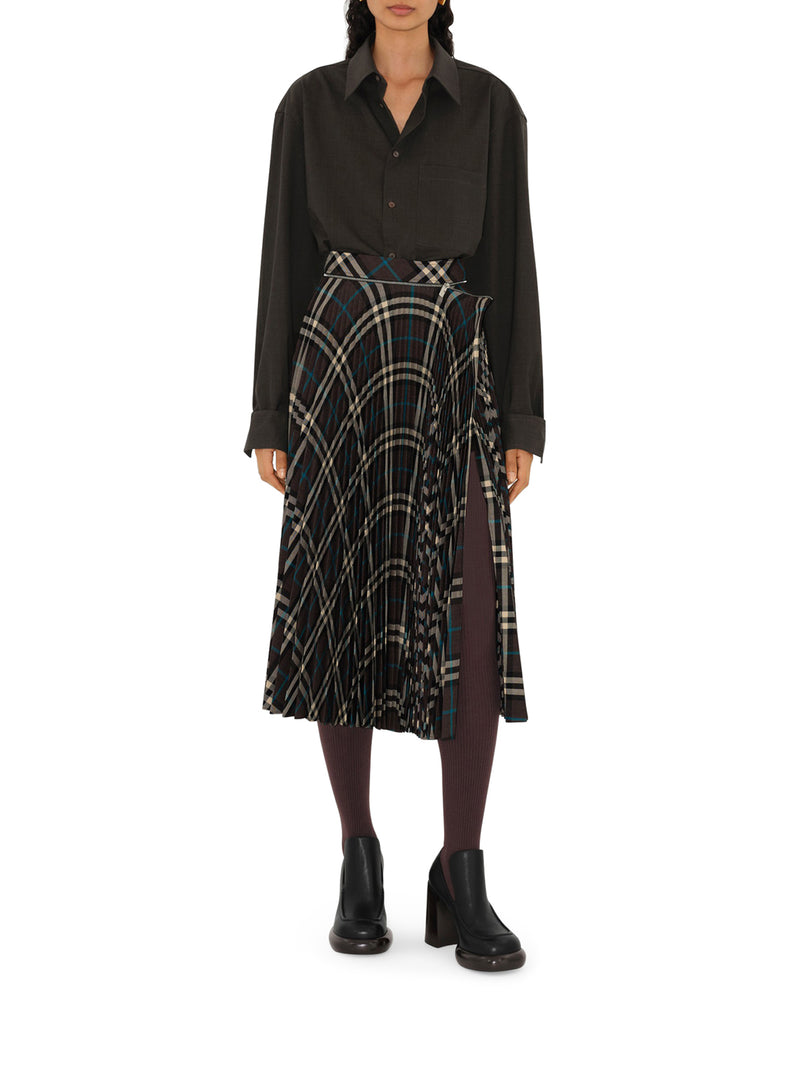 Suitnegozi Gonna In Misto Lana Check Con Pieghe