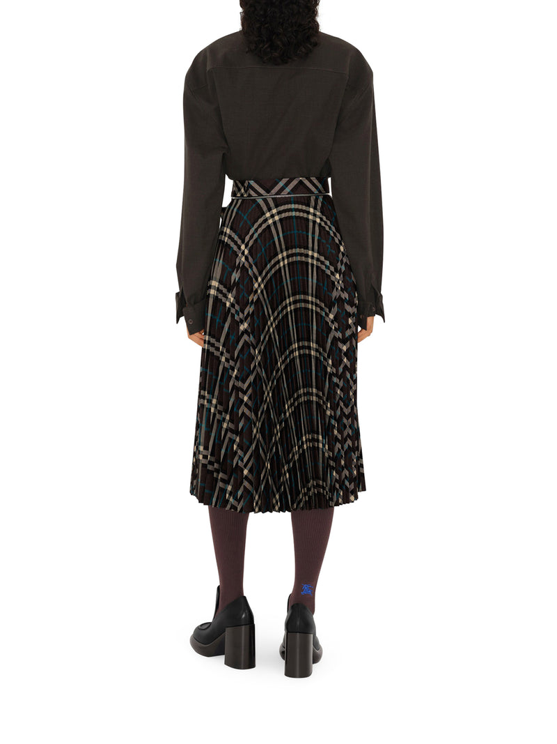 Suitnegozi Gonna In Misto Lana Check Con Pieghe