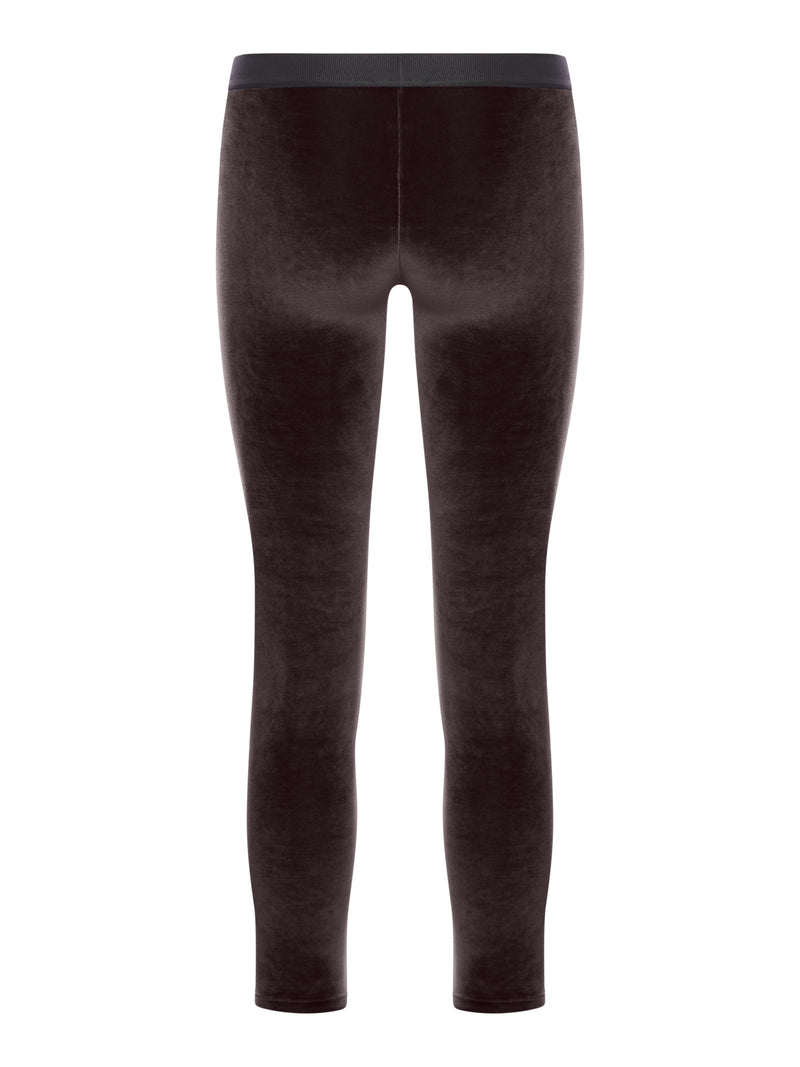 Suitnegozi Leggings In Velluto Con Banda Logo