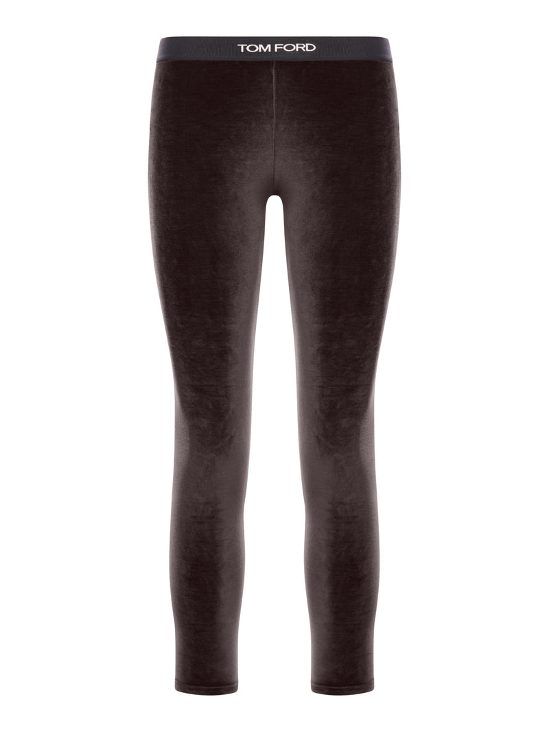 Suitnegozi Leggings in velluto con banda logo