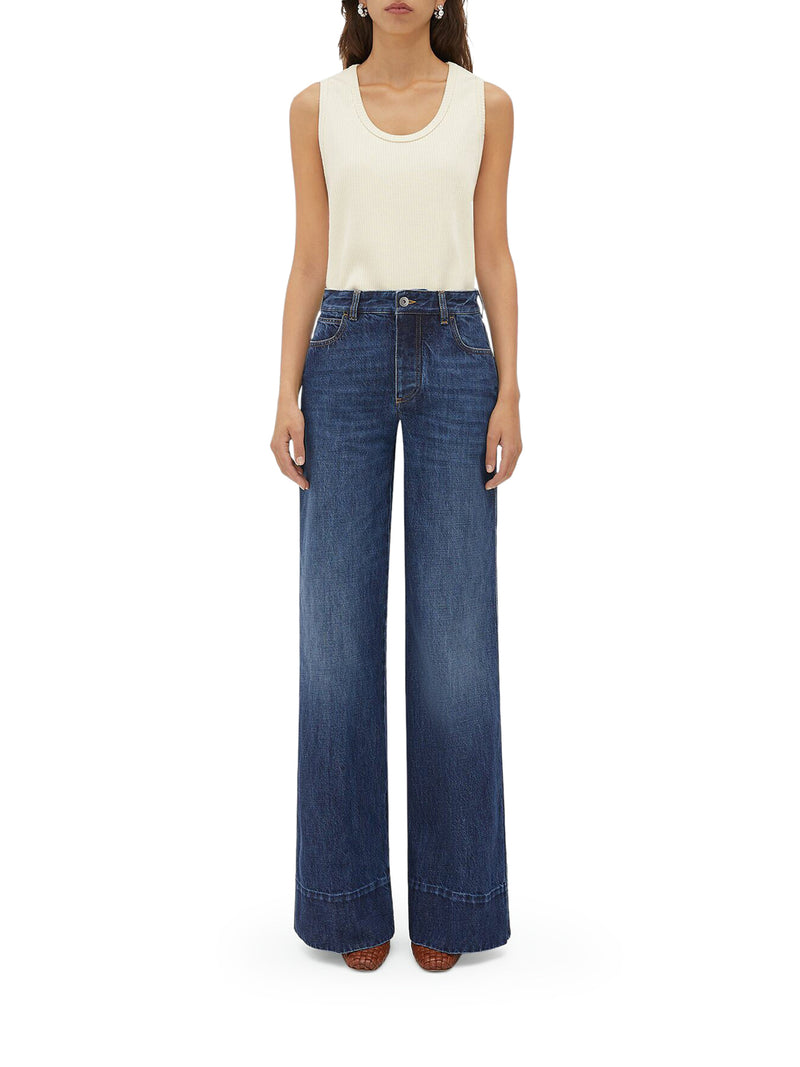 Suitnegozi Pantaloni Wide Denim Lavaggio Medio