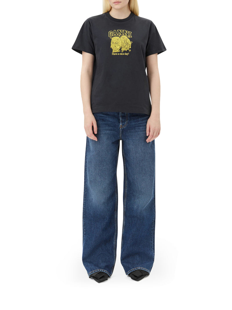 Suitnegozi T-SHIRT RELAXED CON GUFI IN JERSEY NERA