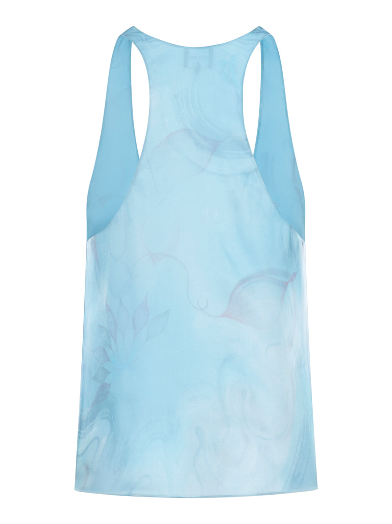 Suitnegozi TOP SMANICATO IN SETA STAMPATA