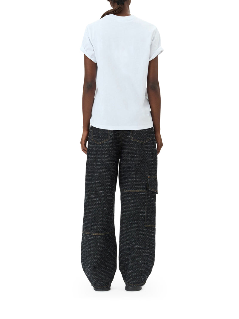 Suitnegozi T-SHIRT RELAX CON GATTI IN JERSEY BIANCO BASIC