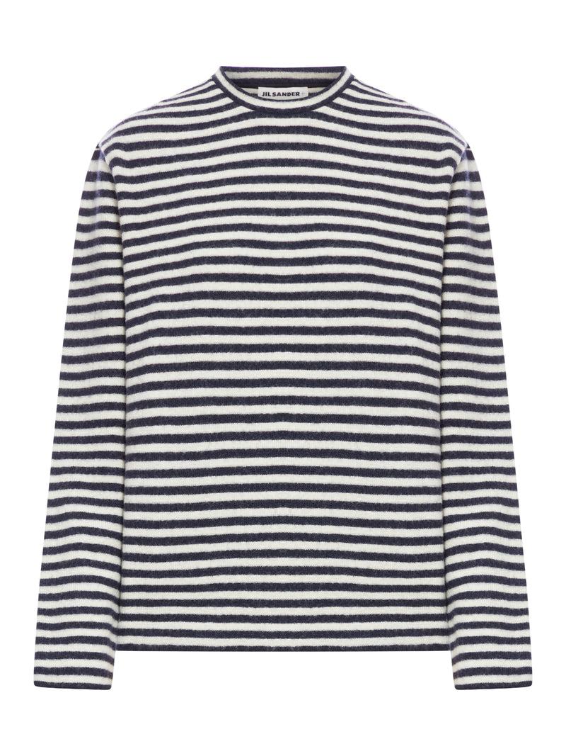 Suitnegozi Top bicolore in lana a maniche lunghe con etichetta logo Jil Sander+ sul retro