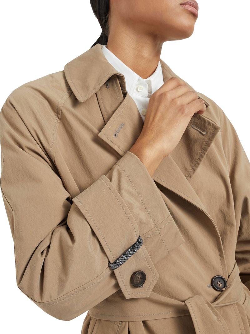 Suitnegozi Trench In Canvas Techno Con Shiny Cuff Details