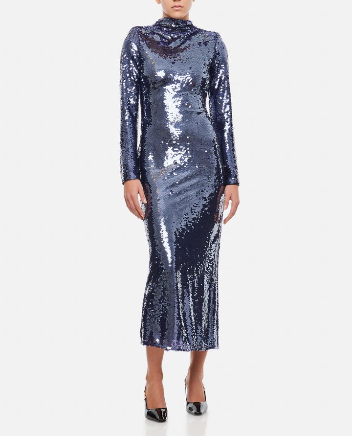 Biffi ABITO MIDI IN PAILLETTES COLOR NAVY