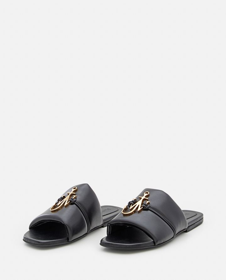 Biffi ANCHOR LOGO LEATHER SLIDES