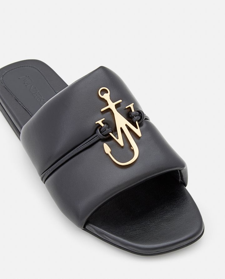 Biffi ANCHOR LOGO LEATHER SLIDES
