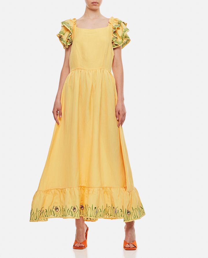 Biffi BRISE EMBROIDERED LINEN LONG DRESS