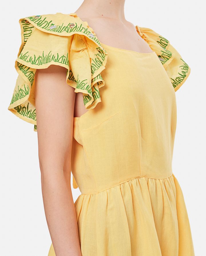 Biffi BRISE EMBROIDERED LINEN LONG DRESS