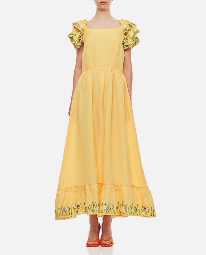 Biffi BRISE EMBROIDERED LINEN LONG DRESS