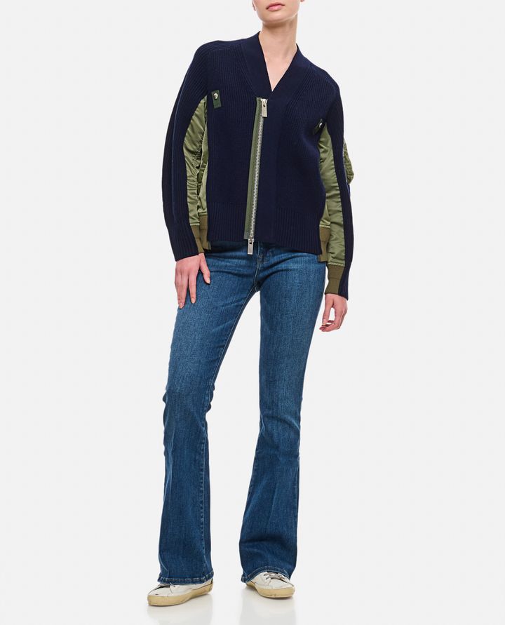 Biffi CARDIGAN IN LANA E TWILL DI NYLON