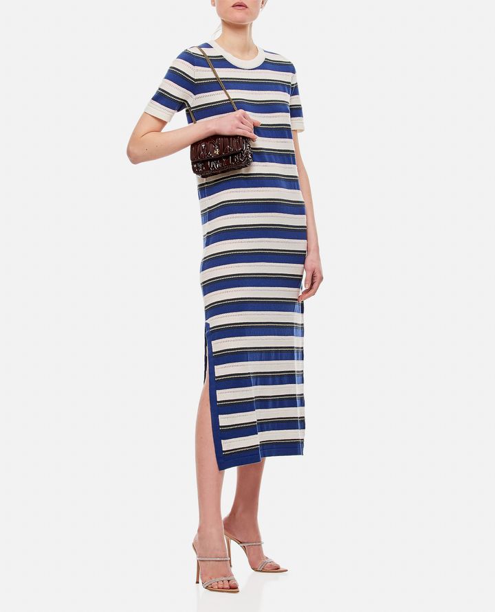 Biffi CASHMERE BLEND STRIPED MIDI DRESS