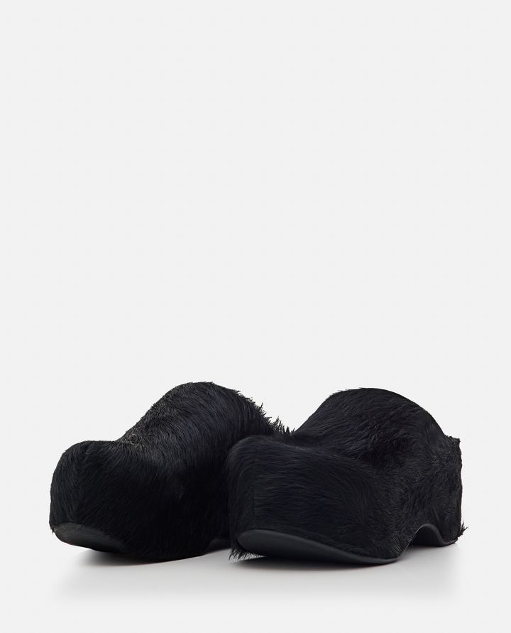 Biffi HAIRY LEATHER PLATFORM MULES