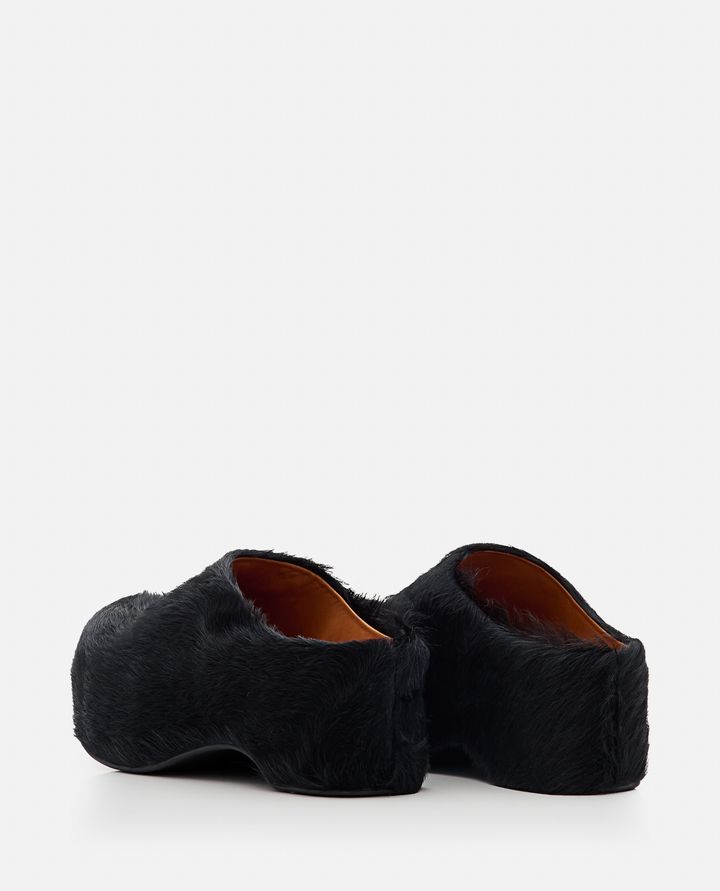Biffi HAIRY LEATHER PLATFORM MULES