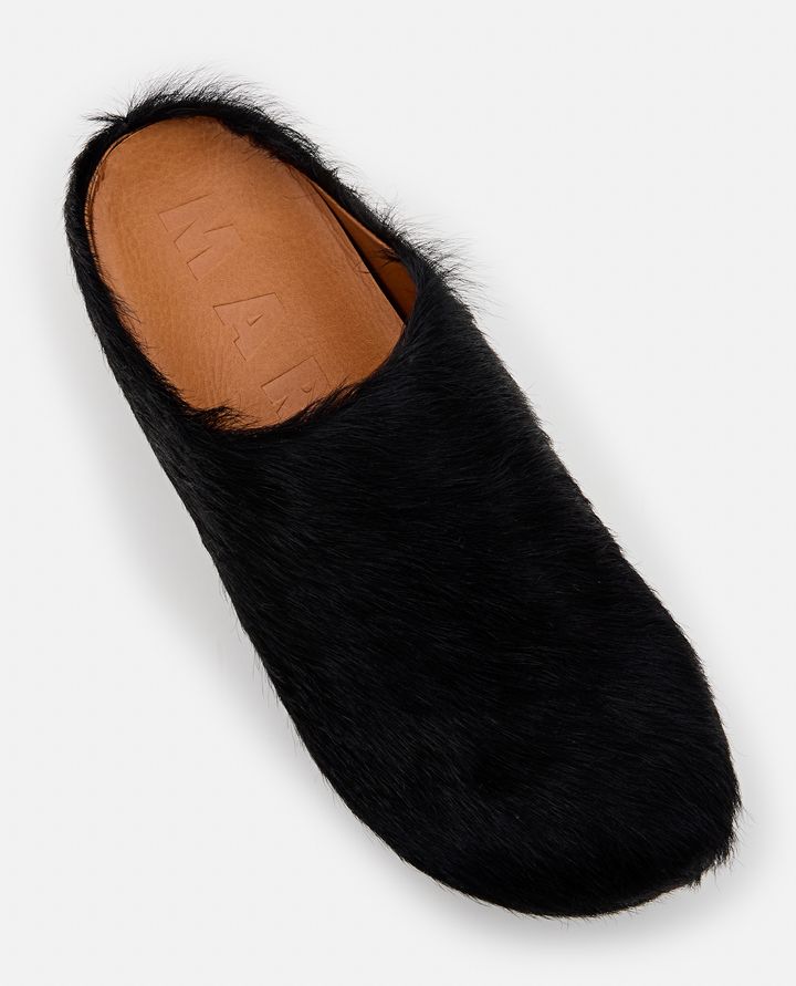 Biffi HAIRY LEATHER PLATFORM MULES