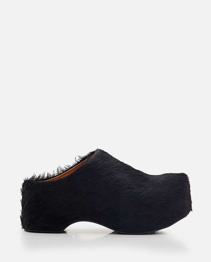 Biffi HAIRY LEATHER PLATFORM MULES