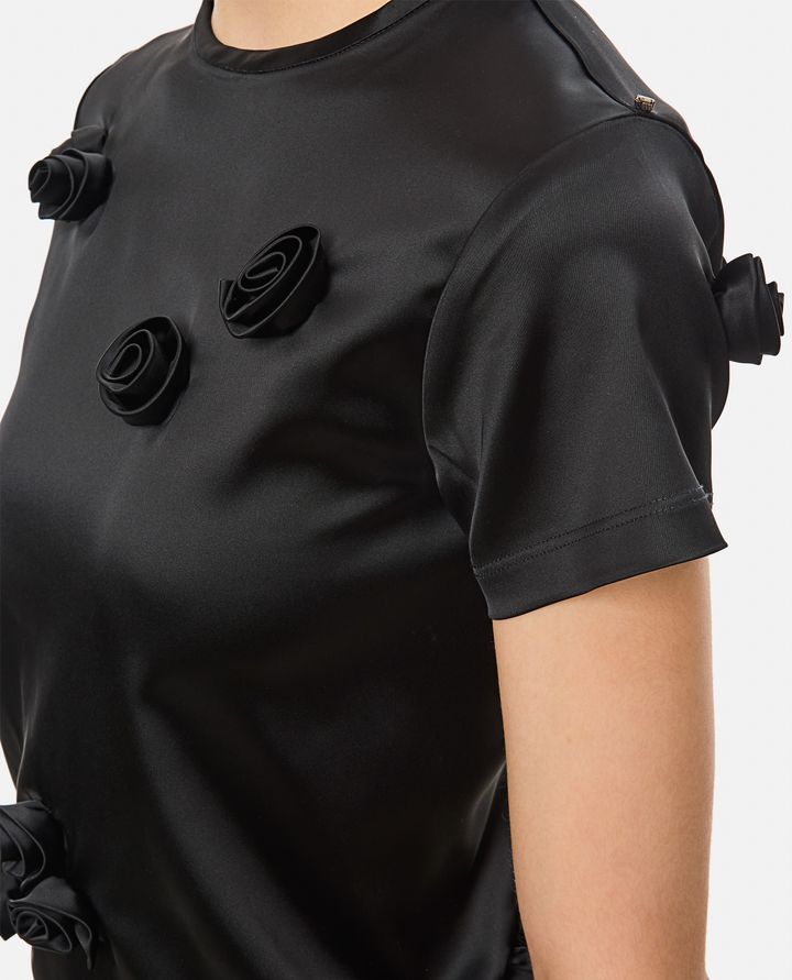 Biffi MENDOZA T-SHIRT NERA CON ROSE