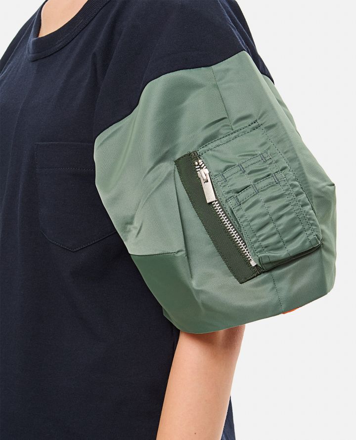 Biffi T-SHIRT IN COTONE E MANICHE IN NYLON