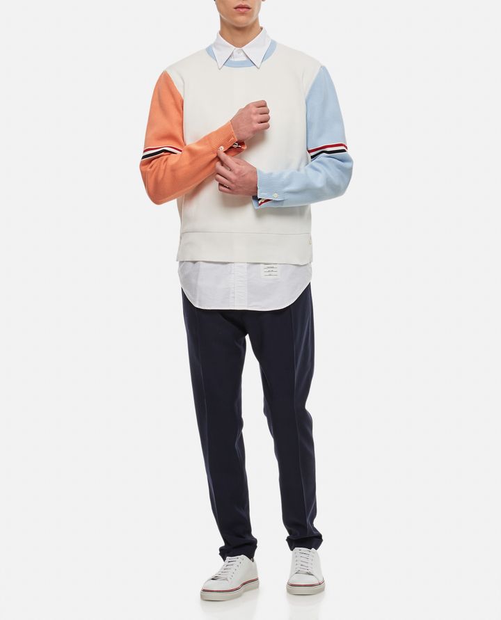 Biffi PULLOVER GIROCOLLO IN COTONE CON 4 RIGHE A BARRE