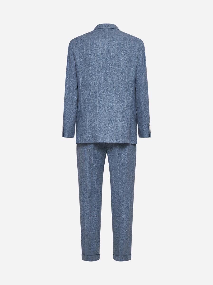 BRUNELLO CUCINELLI Abito Gessato In Flanella Azzurra