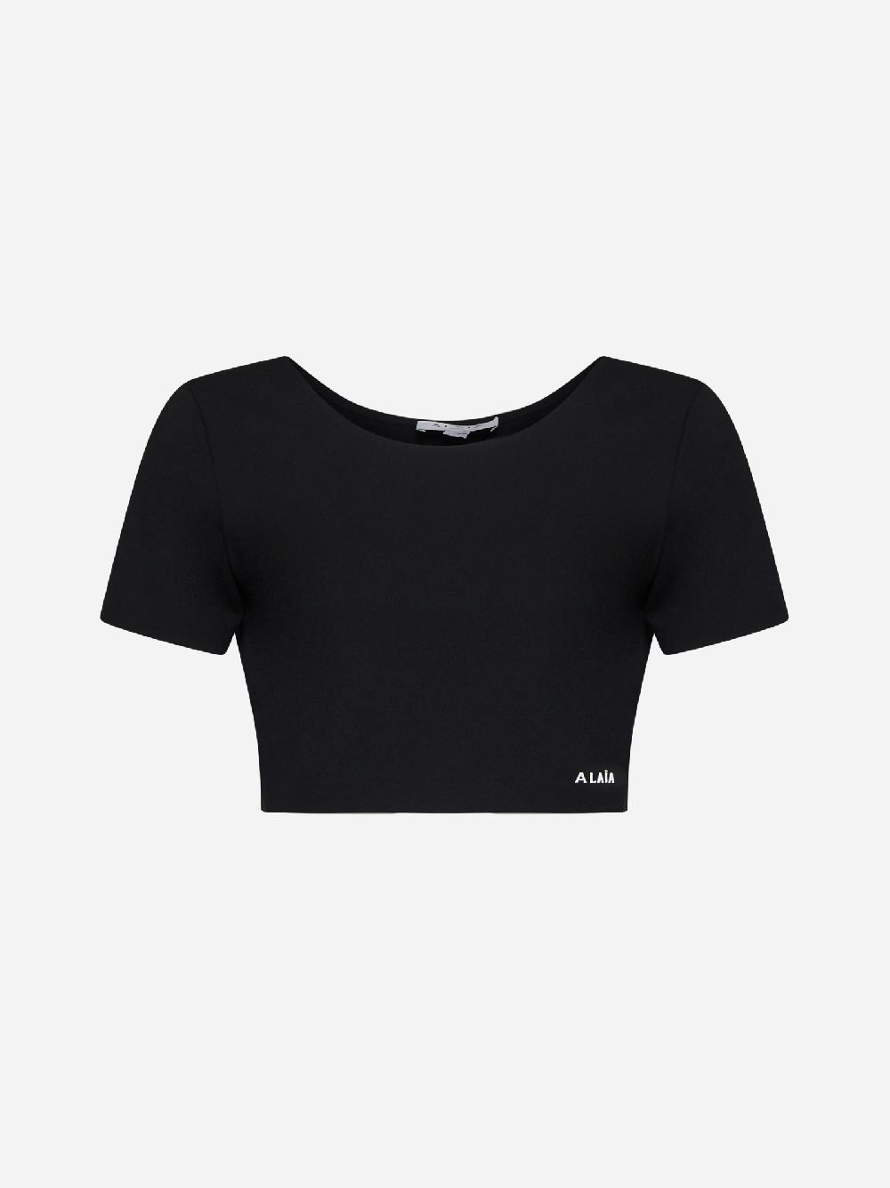 ALAÏA Top aderente in jersey modellante nero