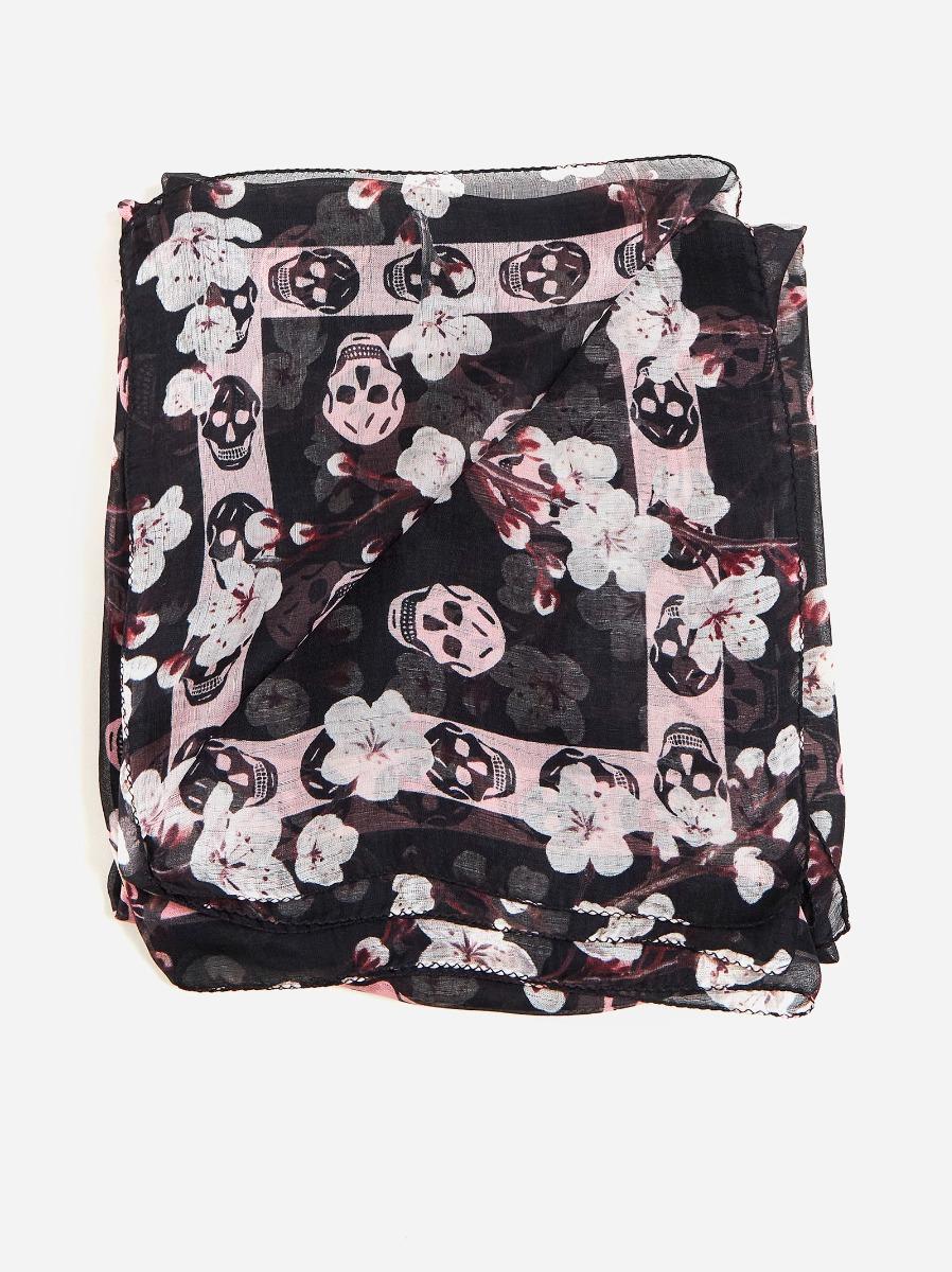 ALEXANDER MCQUEEN Foulard Skull & Blossom In Seta