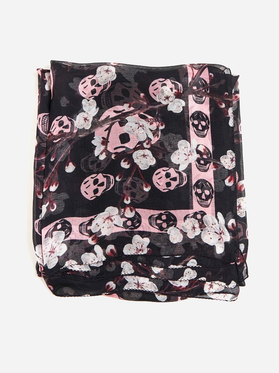 ALEXANDER MCQUEEN Foulard Skull & Blossom in seta