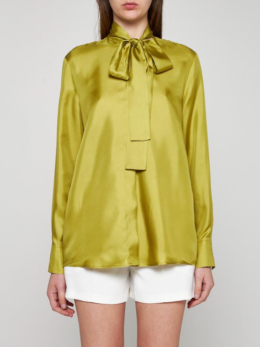 BLANCA VITA Camicia Campanula In Seta Con Fiocco