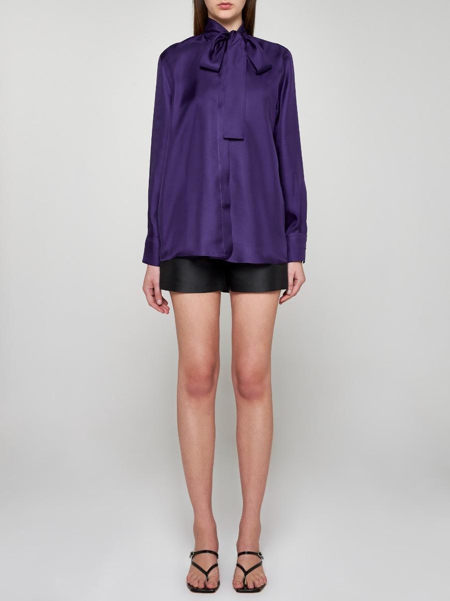 BLANCA VITA Camicia Campanula In Seta Con Fiocco