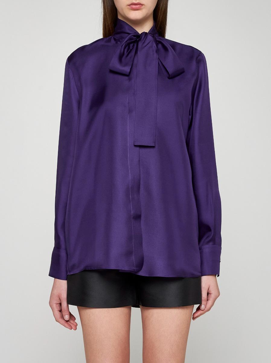 BLANCA VITA Camicia Campanula In Seta Con Fiocco