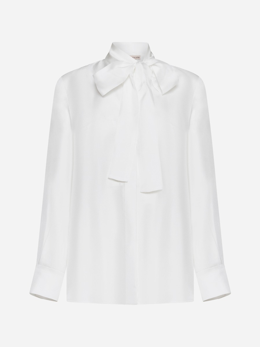 BLANCA VITA Camicia Campanula in seta con fiocco