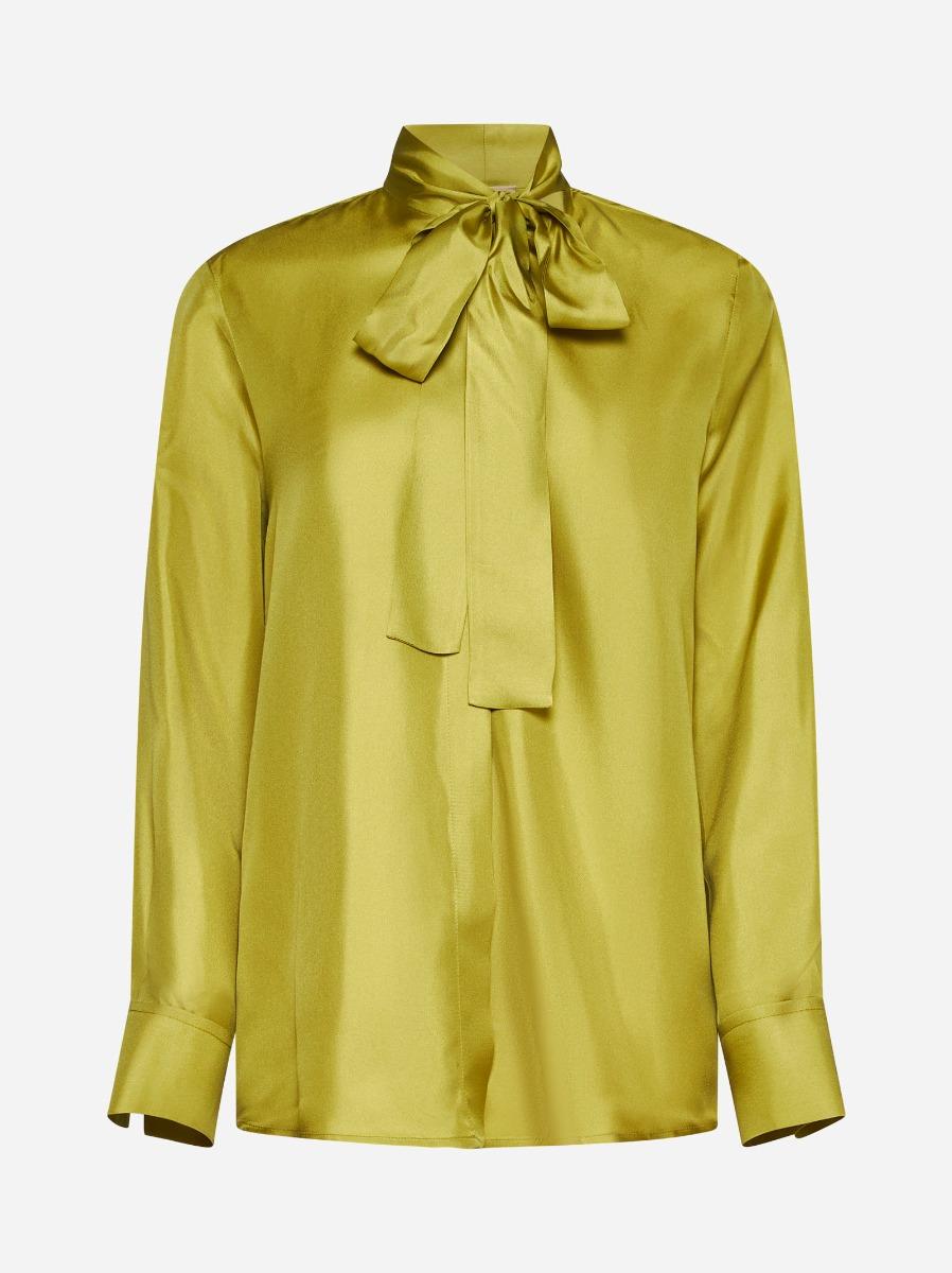 BLANCA VITA Camicia Campanula in seta con fiocco