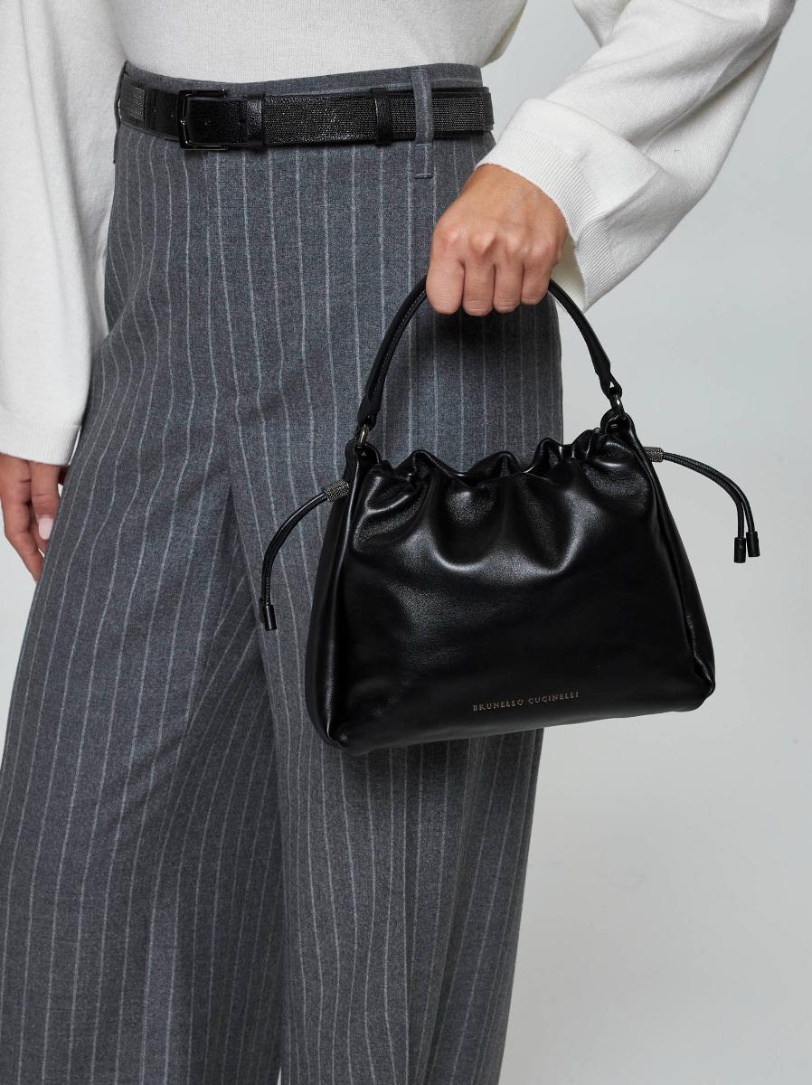 BRUNELLO CUCINELLI Borsa A Mano Bucket Mellow Piccola Nera